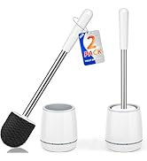 Toilet Brush, Toilet Brush and Holder with 304 Stainless Steel Handle, Space Saving Toilet Bowl B...