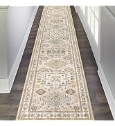 Pauwer Runner Rug 2x10 Non-Slip Washable Low-Pile Accent Rug, Vintage Distressed Throw Carpet, Ha...