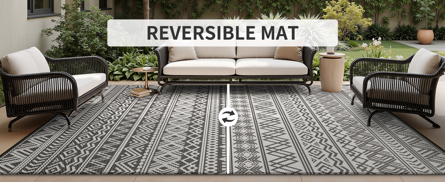 Outdoor Rug-Reversible Outdoor Rug Reversible Patio Mat Outdoor Plastic Straw Rug RV Mat
