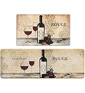 FRESHMINT Farmhouse Kitchen Mats Sets 2 Piece Cushioned Comfort Mat for Home & Office Ergonomical...