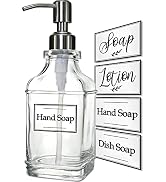 JASAI Antique Design Soap Dispenser with Rust Proof 304 Stainless Steel Pump, Refillable Glass So...