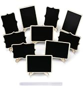 Mini Chalkboard Signs, 12 Pack Small Chalkboard Labels with Easel Stand, Wooden Blackboard for Ta...