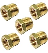 TL TOOLEGIN 1/2" NPT Male x 1/4" NPT Female Brass Bushing Reducer Reducing Pipe Adapter Fitting 5...