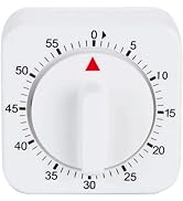 White Timer, 60 Minutes Kitchen Cook Square Timer Mechanical Countdown Alarm Clock Reminder, Ther...