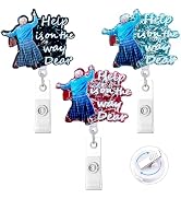 HASFINE Help is on The Way Dear Badge Reels Retractable with Alligator Clip, Funny Glittery Acryl...