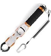 Ghosthorn 11" Aluminum Alloy Fish Lip Gripper with Scale - 40lbs Saltwater Fishing Grabber Tool, ...