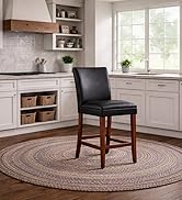 Homepop Home Decor | Classic Counter Height Bar Stools | Faux Leather 24 Inch Bar Stools | Decora...