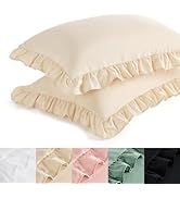 Bedsure Ruffle Pillow Cases 2 Pack, Pillow Shams Standard Size, Double Brushed Microfiber Ruffled...