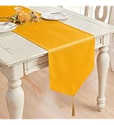 BALCONY & FALCON Table Runner Tassels Golden Water Resistant Washable Table Runners for Dining Ca...