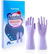 Mr.Panda 2 Pairs Skin-Friendly Flocked Cotton Liner Cleaning Gloves Medium, Reusable Dishwashing ...