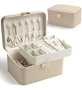 KAMIER Jewelry Organizer,2 Layer Jewelry Organizer Box for Earrings Bracelets Rings Necklaces,Lux...