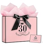 YoungTree 30th Birthday Gift Bag with Tissue Papers and 1 Greeting Card Ribbon,Portable Paper Gif...