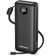 AsperX 45W Portable Charger, 20000mAh Power Bank Fast Charging Battery Pack | Built-in USB-C Cabl...