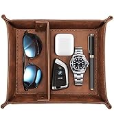 SITHON Valet Tray Desktop Storage Organizer – Removable 2 Compartments Catchall Tray Bedside Vani...