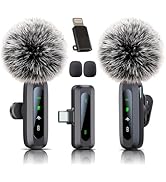 Uewpv Wireless Mini Microphone for iPhone 15/16/17, iPad, Android, Wireless Lavalier Microphone w...