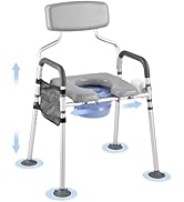 VEVOR Bedside Commode Chair, 500 lbs Capacity, 4-in-1 Portable Toilet and Raised Toilet Seat with...