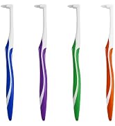 4-Pack Tuft Toothbrushes for Orthodontic Care, Interspace Tufted Brush with End-tuft Tapered Desi...