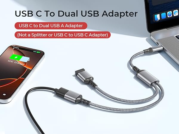 USB C to Dual USB Adapter