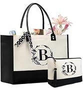 BeeGreen Embroidery Monogram Initial Tote Bag for Women Teacher Mom Friend Personalized Gift for ...