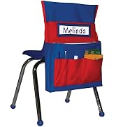 Carson Dellosa Chairback Buddy Pocket Chart?Blue and Red Desk Chair Seat Back Organizer With 6 Po...