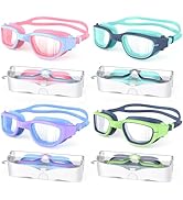 Zeligerstar Kids Swim Goggles, 4 Pack Swimming Goggles for Kids 6-14, Anti-Fog UV Protection Pool...