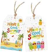 50PCS Have A Cool Summer Gift Tags with Strings,2 Designs Personalized Paper Hanging Tags for Gif...