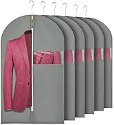 HWAJAN 24"X40"6PACK Garment Bags for Hanging Clothes Travel Suit Cover Bags for Closet Storage wi...