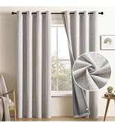 CUCRAF 100% Total Blackout Curtains 84 Length for Window Treatment,Faux Linen Thermal Insulated G...