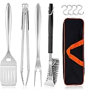 HaSteeL Grilling Utensil Set 18in, Stainless Steel BBQ Accessories Tools with Bag for Outdoor Coo...