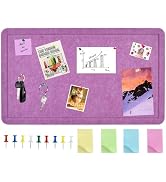 Vuzvuv Violet Purple 28"x16" Large Cork Board with 50 Push Pins & Sticky Notes, Self-Adhesive Bul...