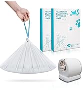 BATADAPTER 40 Count Cat litter bags Liners, Drawstring Receptacles Bags Compatible With For Meo. ...