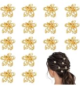 16 Pcs Gold Small Hair Clips for Women, Cute Mini Floral Claw Clips for Thin & Thick Hair, Nonsli...