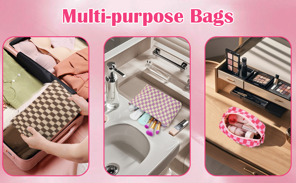 checkered makeup bag