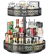 Lazy Susan Organizer 2 Tier - Turntable Spice Rack 12 inch Adjustable Metal Rotating Lazy Susan f...