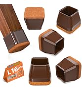16Pcs Square Chair Leg Floor Protectors with Thickened Felt Pads Silicone Chair Leg Covers Caps t...