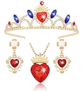 CAVETEE Crown and Jewelry Set for Women, Princess Tiara and Earrings Set, Queen of Hearts Necklac...