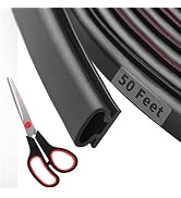50 Feet D-Shape Rubber Weather Stripping Door Seal Strip, Fingwerk Self-Adhesive Backing Door Wea...