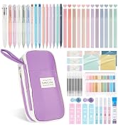 GUGUKUKU 58Pcs Aesthetic Office Supplies with Cute Pencil Case,12 Pastel Highlighters, 5 Gel Pens...