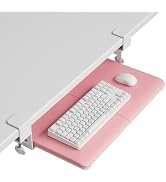 BONTEC KMT01-PJ Under Desk Keyboard Tray, Pull-Out Keyboard & Mouse Platform with C-Clamp, 20 x 1...