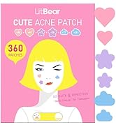 LitBear Acne Pimple Patch, 360 Dots 3 Shaped Colors Pimple Patches with Salicylic Acid, Tea Tree ...