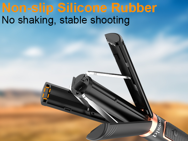 Selfie stick tripod with non-slip silicone rubber for more stable shooting