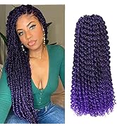 7 Packs Purple Passion Twists Hair 22inch Ombre Purple Water Wave Crochet Hair for Butterfly Soft...