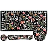 Flower Desk Mat, 4in1 Large Mouse Pad with Wrist Rest, Desk Matt for Desktop, Desk Pad Mat, Anti-...
