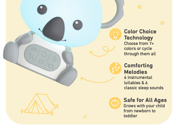 sound machine and night light, nursery sound machine, cute sound machine, portable sound machine