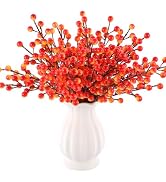 Rowfad 40 Pcs Artificial Berry Stems Branches, Fall Halloween Faux Holly Berries Branches Ornamen...