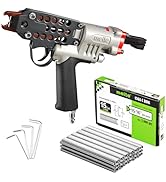 meite SC7C-I2 Pneumatic Hog Ring Gun with 2000PCS 15GA Hog Rings, 15 Gauge 3/4" Crown Hog Ring Pl...