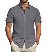 J.VER Men's Short Sleeve Dress Shirts Stretch Stain Shield Casual Button Down Shirts Solid Formal...