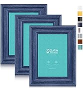 LaVie Home 5x7 Picture Frames (3 Pack, Bule) Rustic Photo Frame Set with High Definition Glass fo...