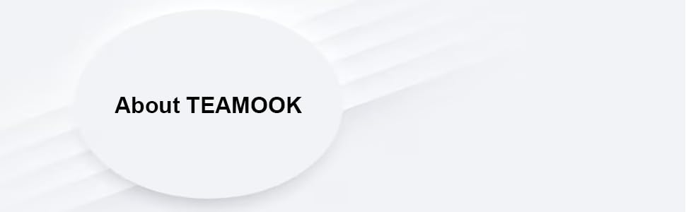White circular surface or plate with black text reading 'About TEAMOOK'.