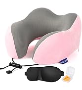 Travel Pillow,Travel Neck Pillows for Sleeping,100% Pure Memory Foam Soft Comfort & Support Pillo...